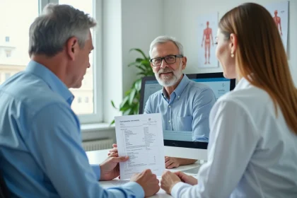 Consultation médicale pour bilan de microalbuminurie élevée entre un patient et son médecin généraliste