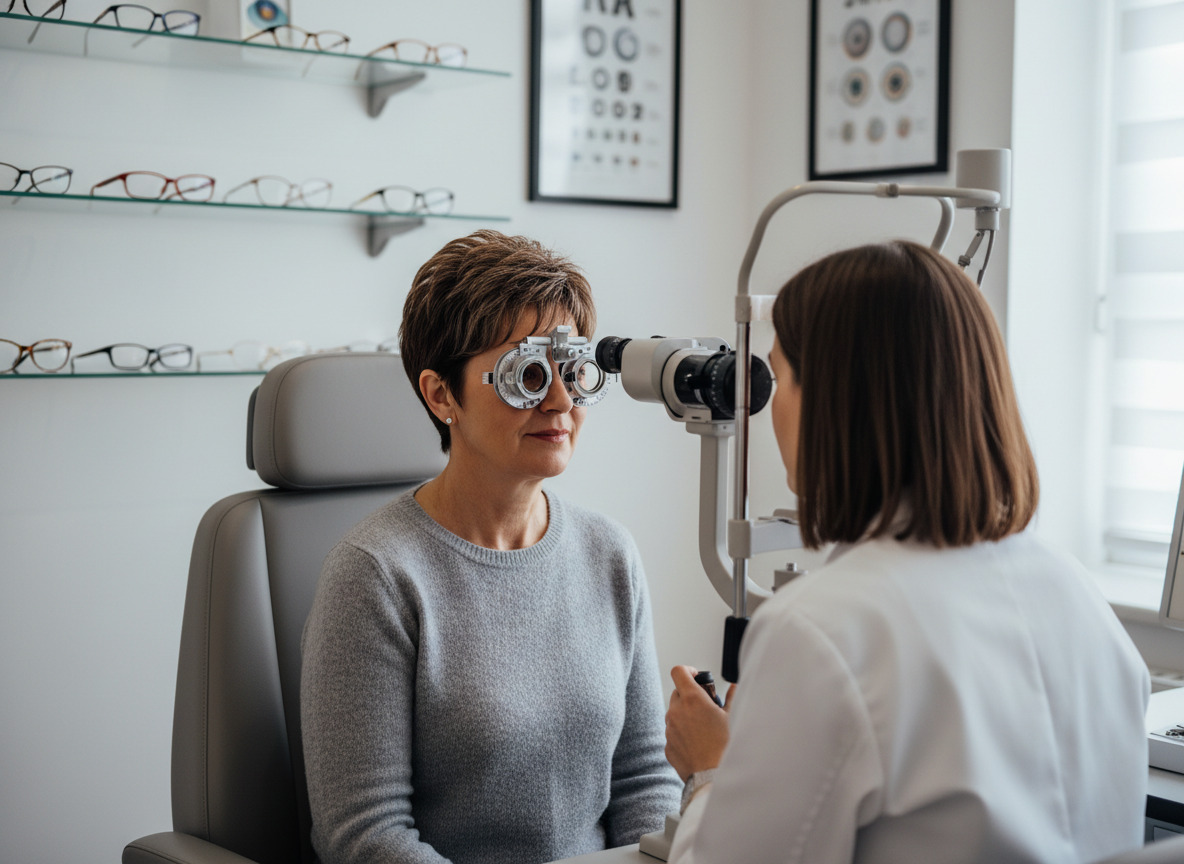 Photo hyperrealiste d'une femme lors d'un examen oculaire