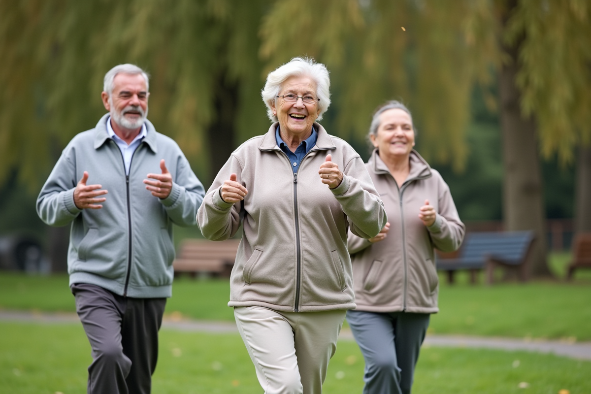 Groupe de seniors faisant de l
