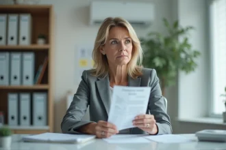 Femme d'affaires avec dossier médical dans un cabinet