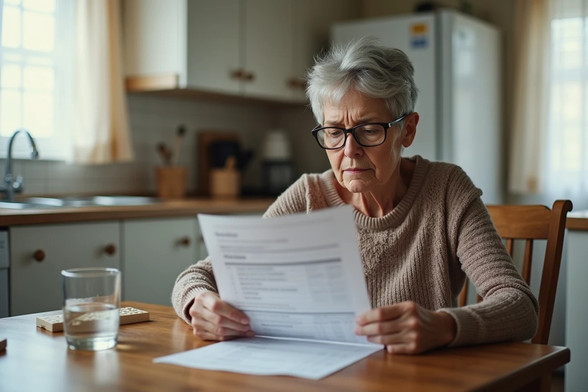 Femme lisant ses résultats d'analyse urinaire sur la microalbuminurie à domicile