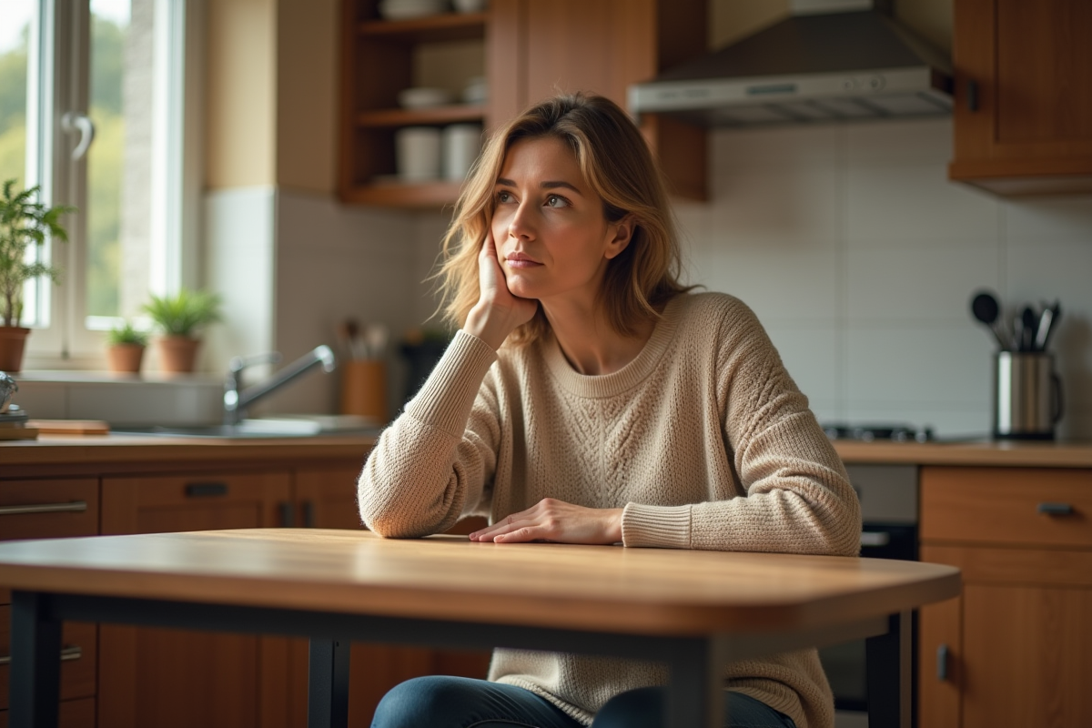 Femme en intérieur dans un salon cosy et lumineux