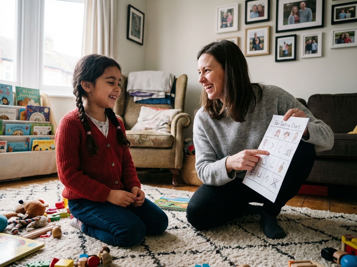 Fille jouant avec sa m&egrave;re lors d