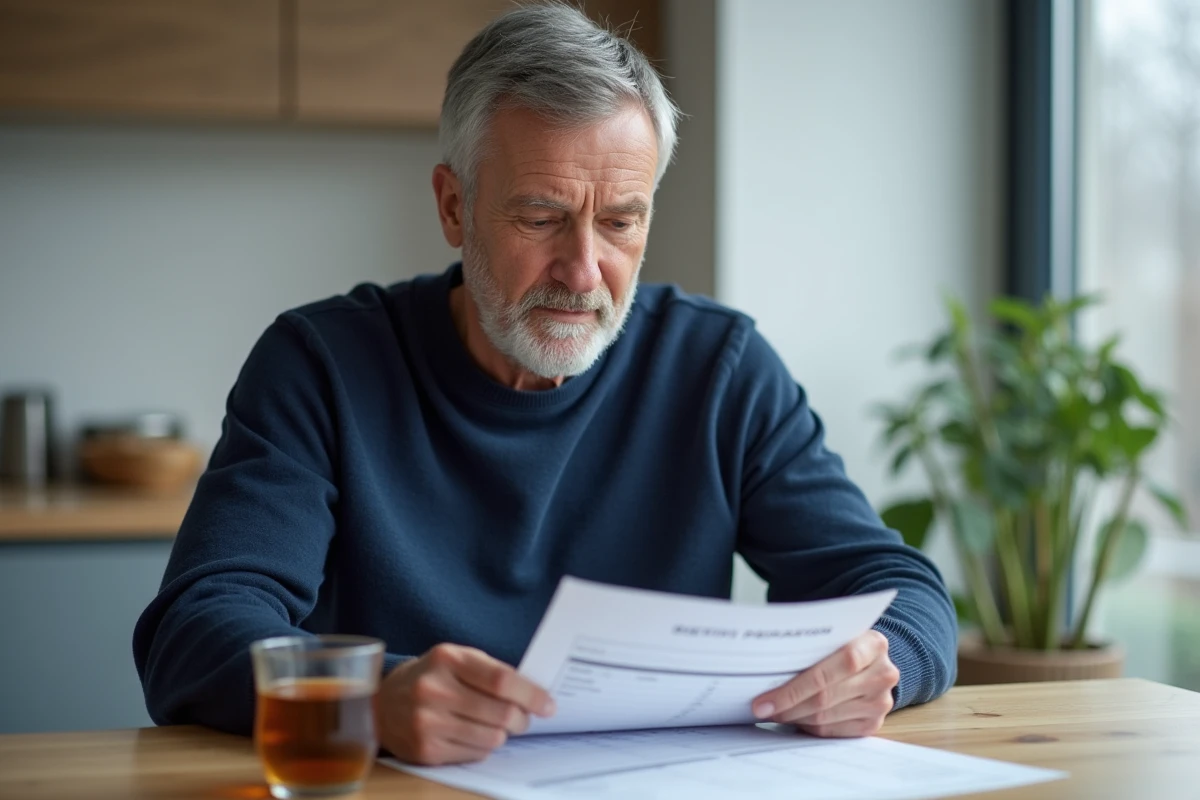 Homme consultant une liste de régime végétarien autorisé pour préparer une coloscopie