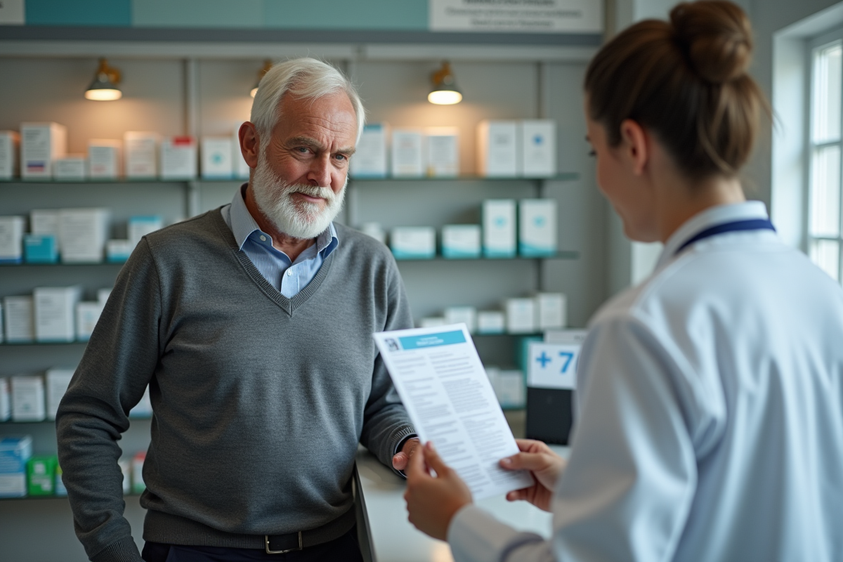 Homme âgé recevant une information sur le vaccin shingles