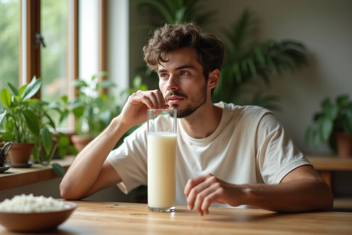 Jeune homme d&eacute;gustant de l