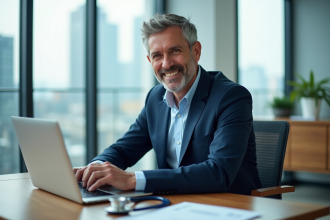 Médecin homme en costume dans un bureau moderne