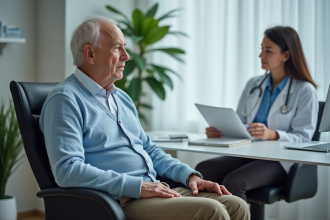 Un homme âgé en consultation médicale avec un médecin