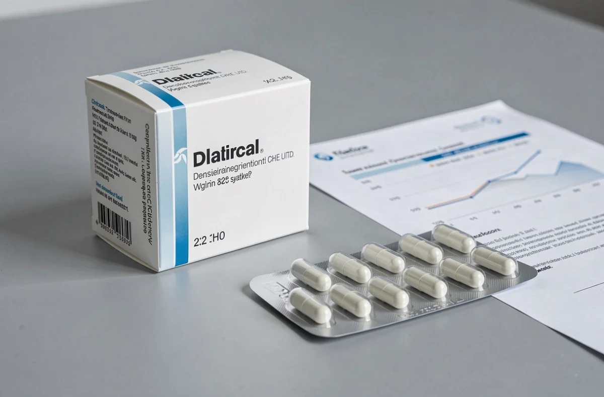 Boîte et plaquette de probiotiques Pileje Lactibiane sur bureau de laboratoire avec documents de validation clinique et graphiques de données.