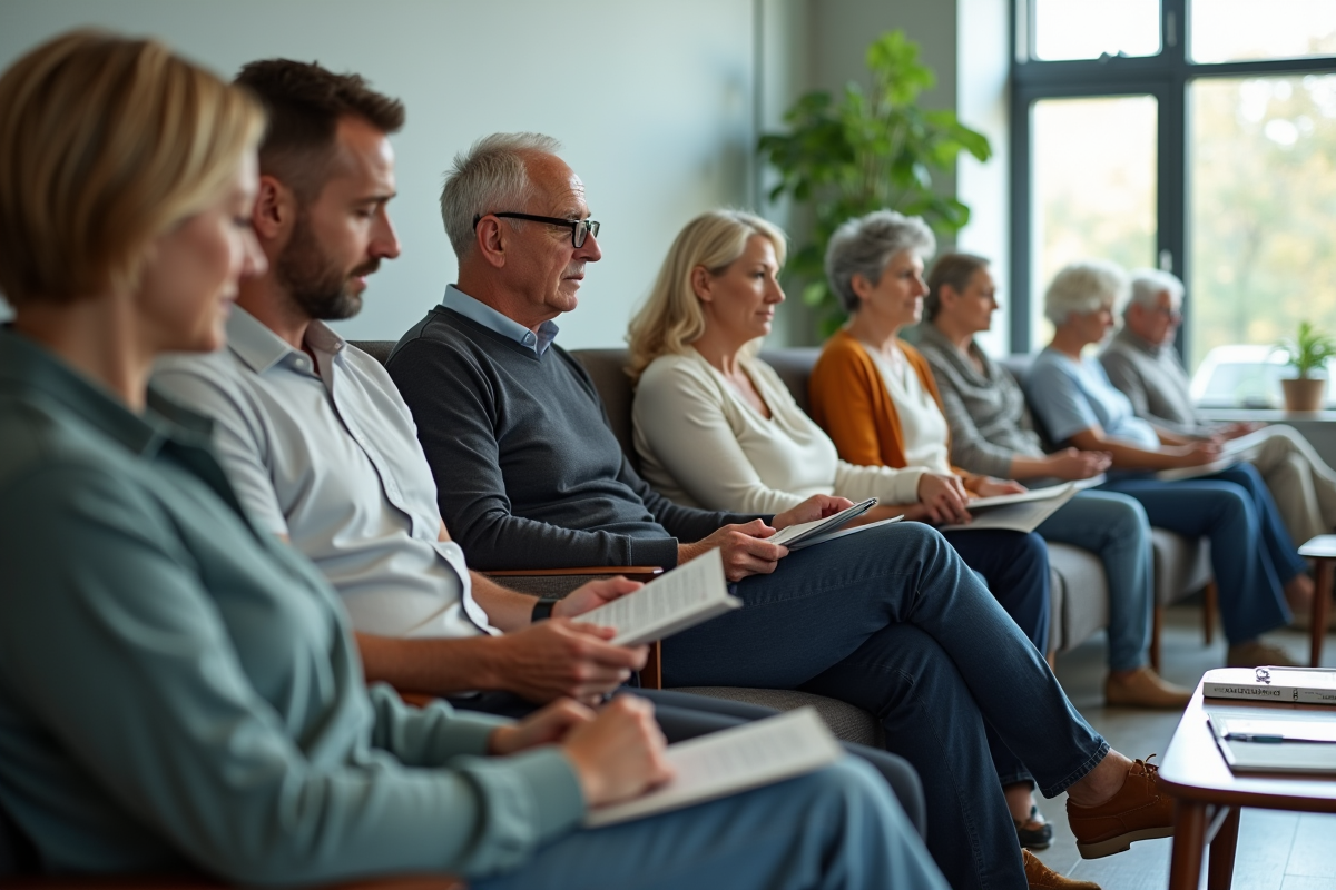 Groupe diversifié de personnes dans une salle d